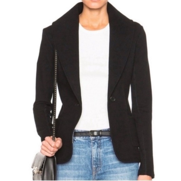 James Perse Black Knit Shawl Collar Cardigan Sweater Blazer French Terry Jacket - Picture 1 of 16